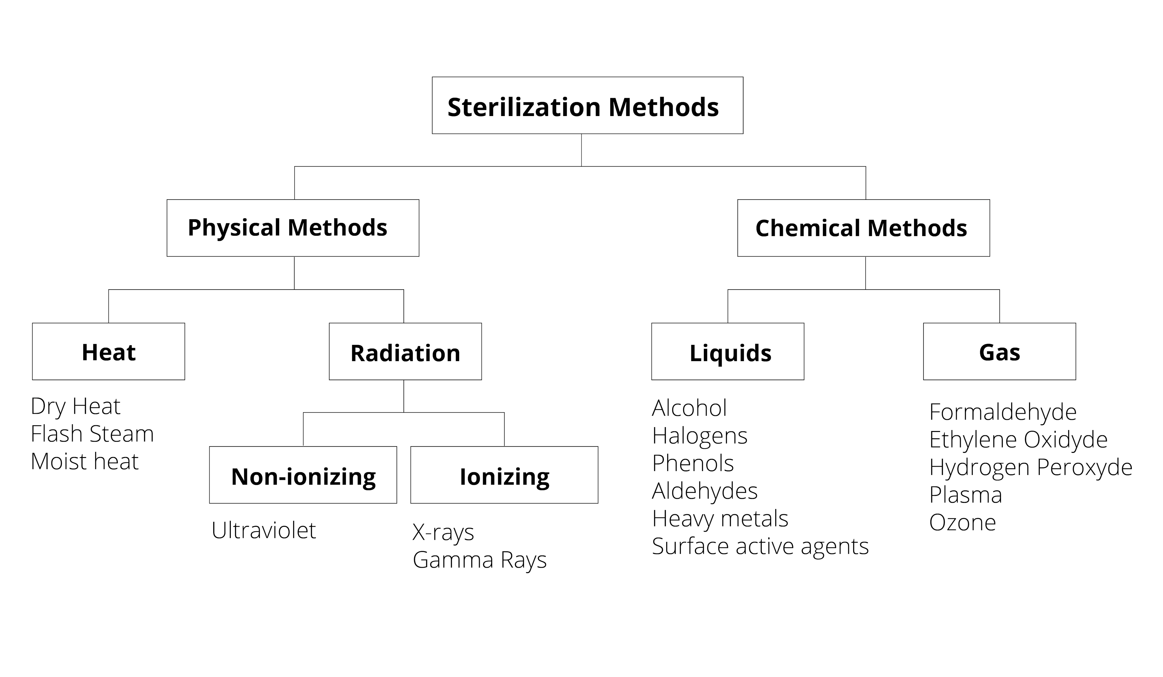 Sterilization methods tree graph